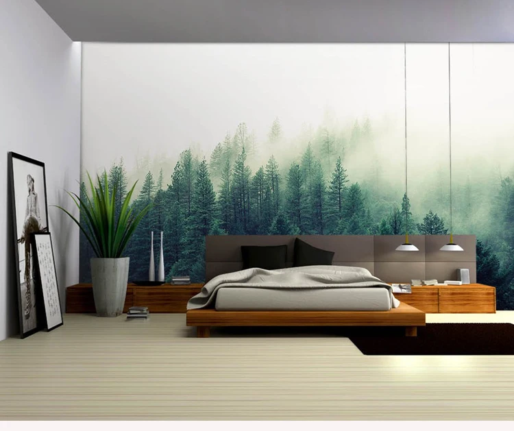 Bacaz на заказ 3d Papel фрески природа туман деревья лес обои для дивана фон 3d настенная фотообои 3D настенные фрески