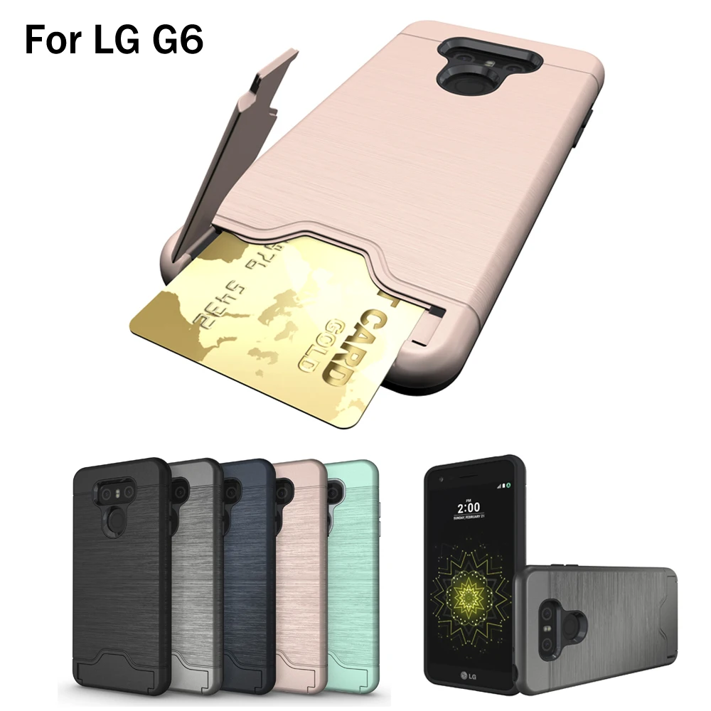 Роскошный чехол 2 в 1 для LG G6 защитный со скрытым слотом карт и подставкой телефона