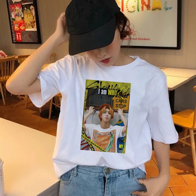 Женская футболка StrayKids, футболка с короткими рукавами, топы в стиле хип-хоп, Harajuku, футболка, топы, футболки в стиле хип-хоп, Женская Повседневная футболка
