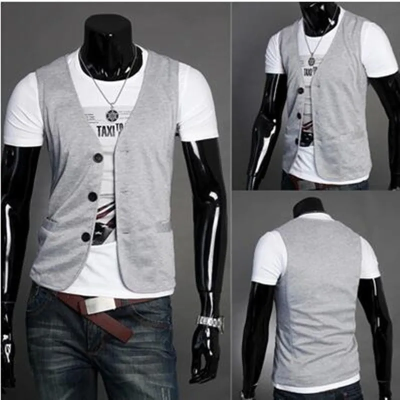 New! Hot! 2015 Spring And Autumn Slim Male Casual Vest Sleeveless Knitted | Мужская одежда