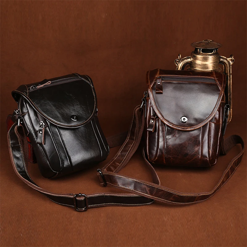 Сумка мессенджер мужская из воловьей кожи саквояж на плечо натуральной портфель