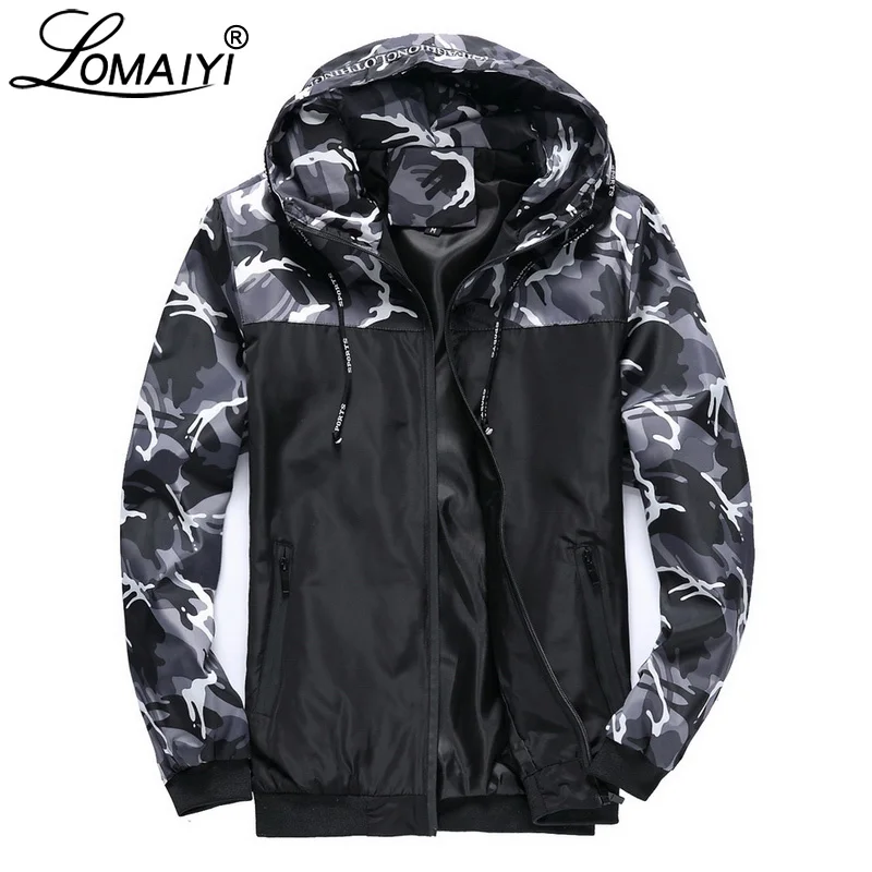 Ветровка LOMAIYI мужская с капюшоном повседневная камуфляжная куртка размера плюс