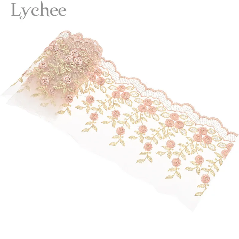 Lychee Life 1 ярд вышивка Цветочная кружевная отделка прозрачная лента DIY Швейные
