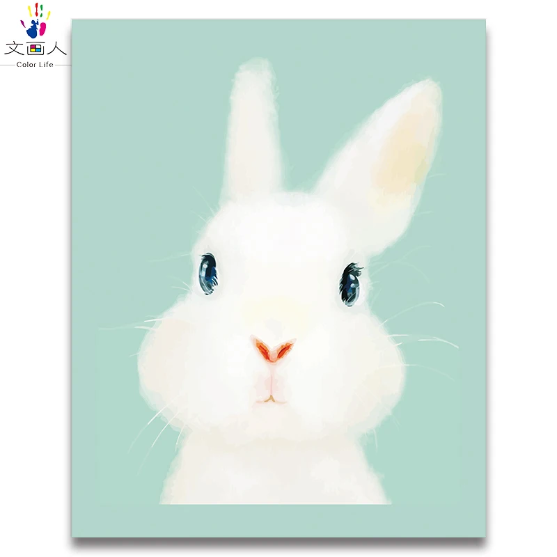 6543 rabbit Краски по номерам 3 шт. мультфильм Животные Цыпленок, кролик и медведь картины рисунки по номерам с комплектами для детей - Цвет: 6543 rabbit