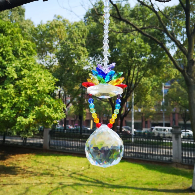 1 шт. чакра Хрустальный Ловец Солнца Шар Призма радужные Восьмиугольные бусины