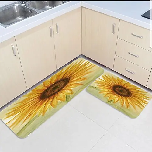 2 шт. кухонные коврики и набор Подсолнух Цветочные украшения дома Нескользящие