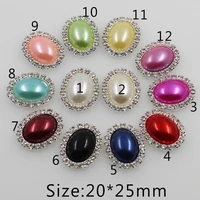 100pc 2025mm multicolor oval pearl rhinestone buttons for crafts metal brass button diy wedding invitations decoraive