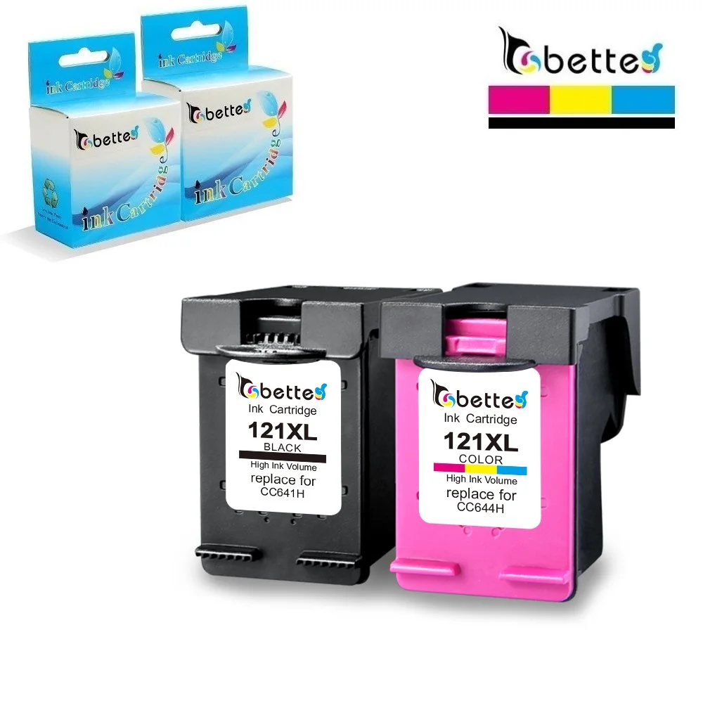 Бетти Замена чернильных картриджей для hp 121 121XL hp 121 Photosmart C4685 C4688 C4798 C4799 с чернилами hp Deskjet D2500 D2560 D2563 D2660 D5560 - Цвет: 1x Black 1x TriColor