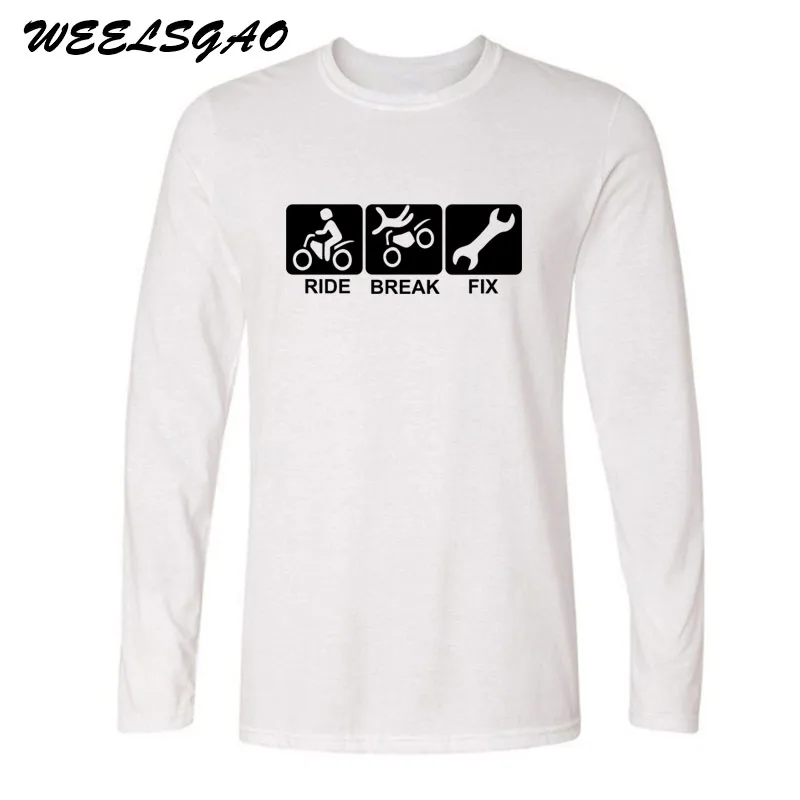 WEELSGAO, новинка, модная футболка для езды на мотоцикле, байкере, на день рождения, Рождество, Забавные футболки, мужские хлопковые топы с круглым вырезом, футболка с длинным рукавом