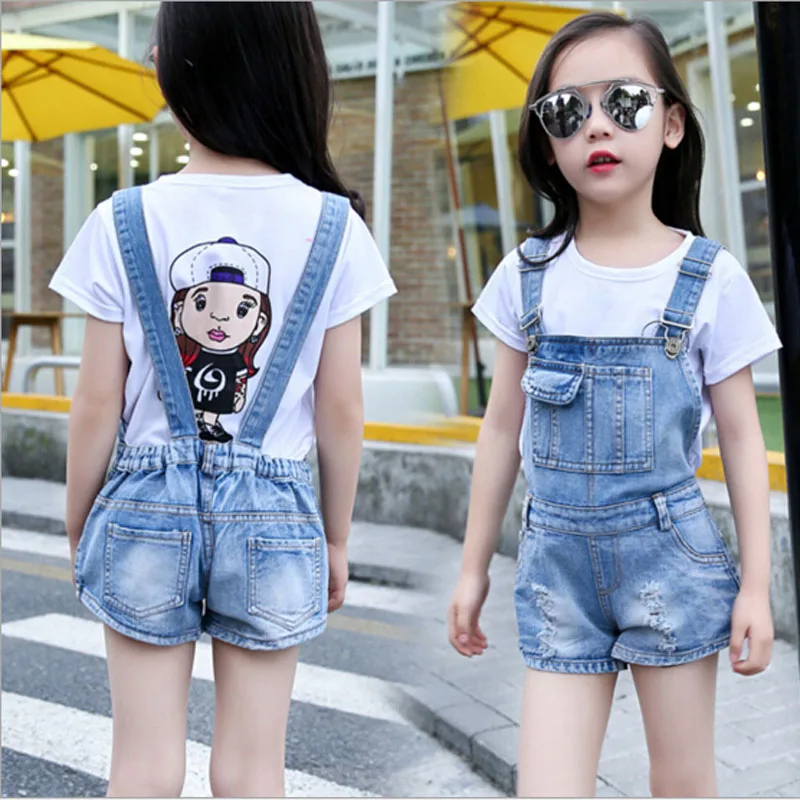 Шорты для девочек детские летние джинсовые комбинезоны детская одежда