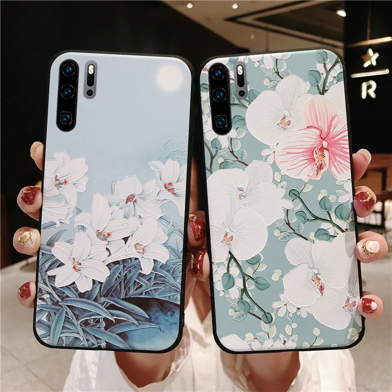 3D цветок с тиснением и изображением силиконовый чехол для Huawei Y7 Y6 Pro Y5 Y9 P10 P20 P30 Mate 20 Lite Honor 10i 10 9 Lite 8X P Smart плюс