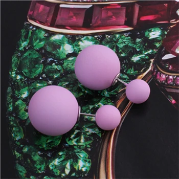 Purple Btuamb, новинка, Длинные двухсторонние жемчужные серьги с большими шариками, простой стиль, карамельный цвет, резиновые серьги-гвоздики для женщин, аксессуары, бижутерия - Окраска металла: Purple