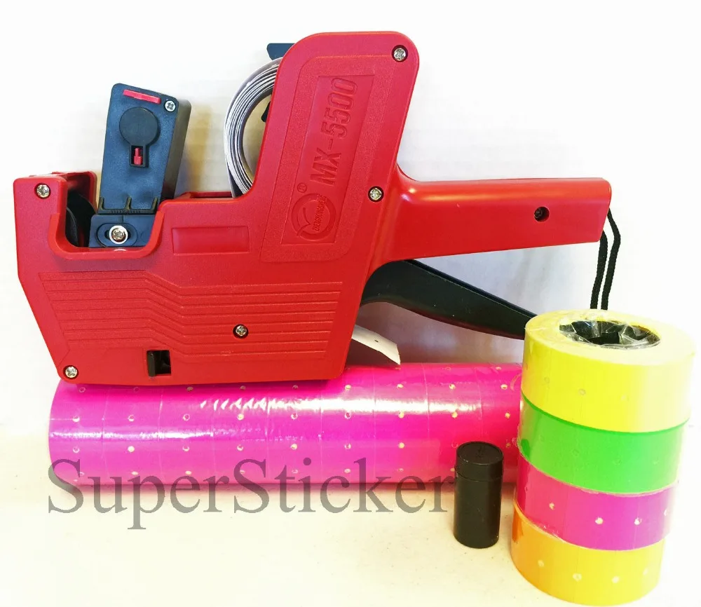 

[ Fly Eagle ] MX-5500 8 Digits Price Tag Gun Labeler Labeller Plus 5000 PINK labels +free gift