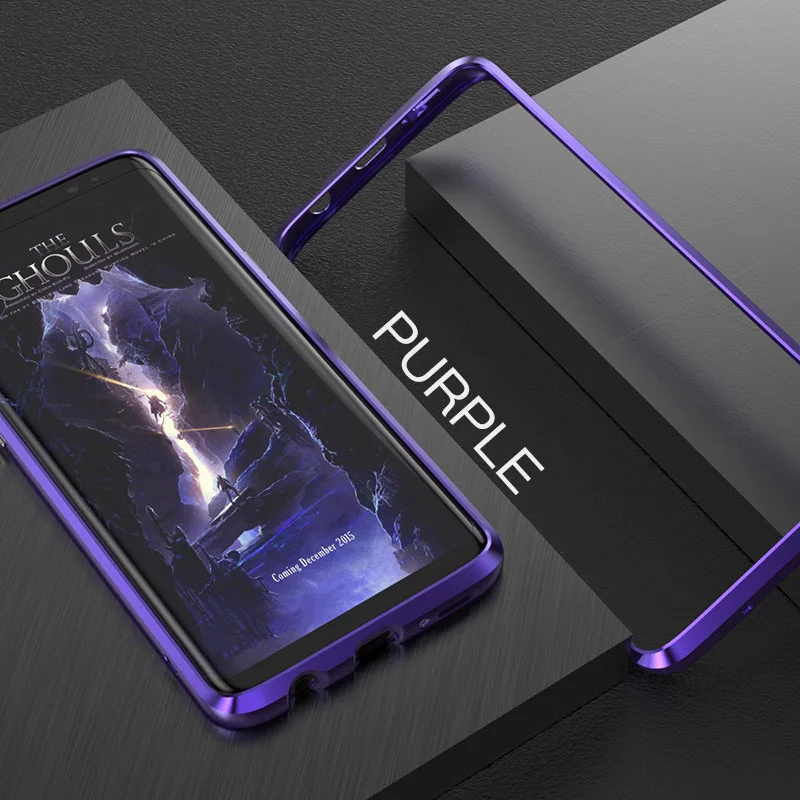 Purple Ginmic Модный чехол бампер для samsung Galaxy S9/плюс противоударный металлический каркас ультра тонкий алюминиевый меч стиль - Цвет: Purple