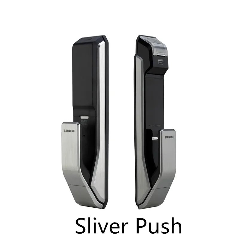 718 Sliver Push SAMSUNG цифровой дверной замок с отпечатком пальца, нажимной ключ без ключа, SHS-P718 с отпечатком пальца, английская версия, большой врезной AML320 - Цвет: 718 Sliver Push