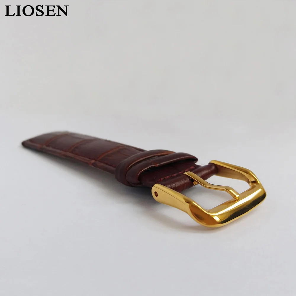 Ремешок для часов LIOSEN из натуральной кожи коричневый браслет с пряжкой