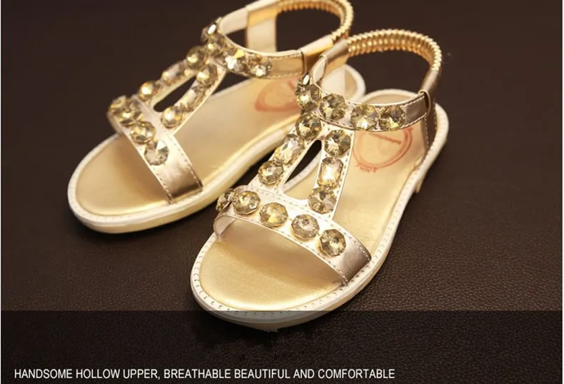 Детские сандалии из ПУ кожи на плоской подошве со стразами|shoes shadow|sandals indiasandals bride |