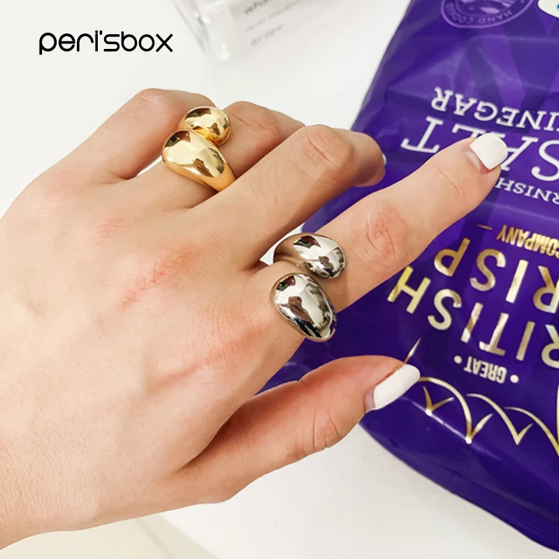 Peri'sBox Золотое массивное кольцо для женщин большое с открытым пальцем широкое