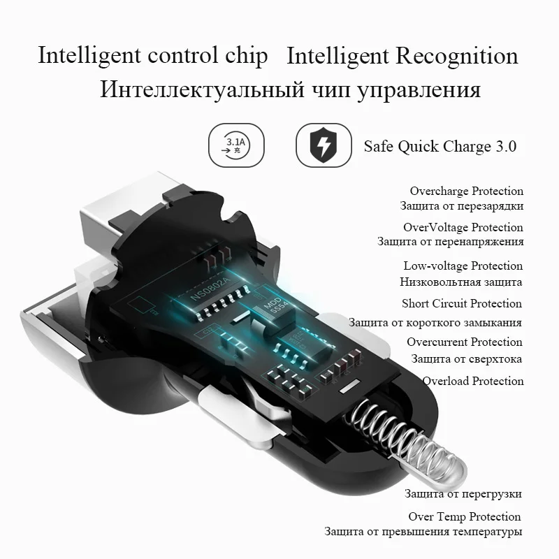 Автомобильное зарядное устройство 2 USB зарядное устройство Quick Charge 3,0 светодиодный QC3.0 2.4A быстрое зарядное устройство Универсальное зарядное устройство для телефона для Iphone huawei Xiaomi Redmi