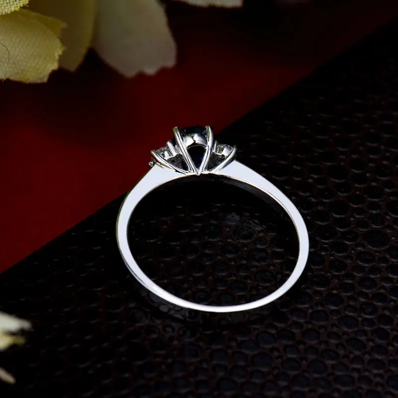 Однотонное 18K/Au750 белое золото натуральный синий сапфир кольцо бриллиант