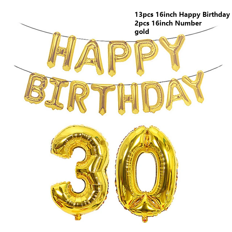 New 16inch Rose Gold Number Letter Foil Balloons Birthday Party Ballons 18/30/40/50/60th Adult Decoration Balloon | Дом и сад