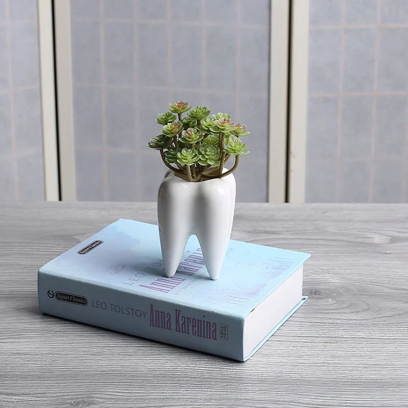 

Ceramic White Fleshy Small Flowerpot Desk Plant Pot Creative Tooth Flower Vase Home Decor Bonsai Pots Plants Pot Drop Shipping