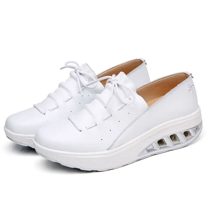 Женские кроссовки на платформе LAISUMK из натуральной кожи шнуровке криперы плоской