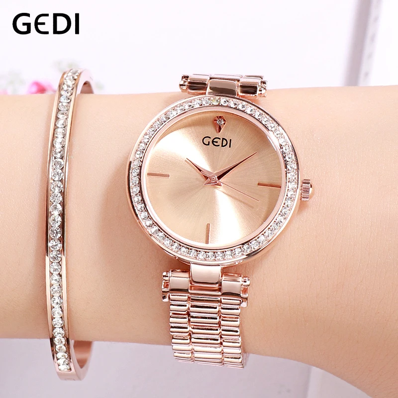 GEDI Rose gold Women Watches 2019 Lady Clock Dress Waterproof Women's Woman Wrist Watch Fashion Luxury Brand Womens Wristwatch | Наручные