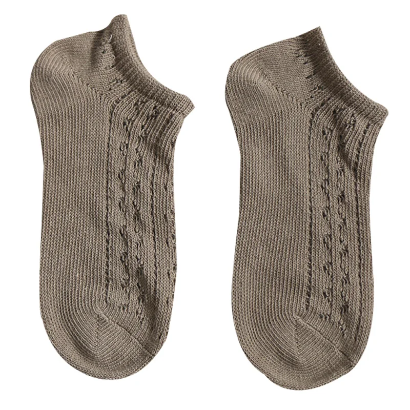 

5 Pairs /Lot New Ladies Combed Cotton Short Ankle Socks Women Knitted Warm Hollow Out Breathable Boat Socks Chaussette Femme