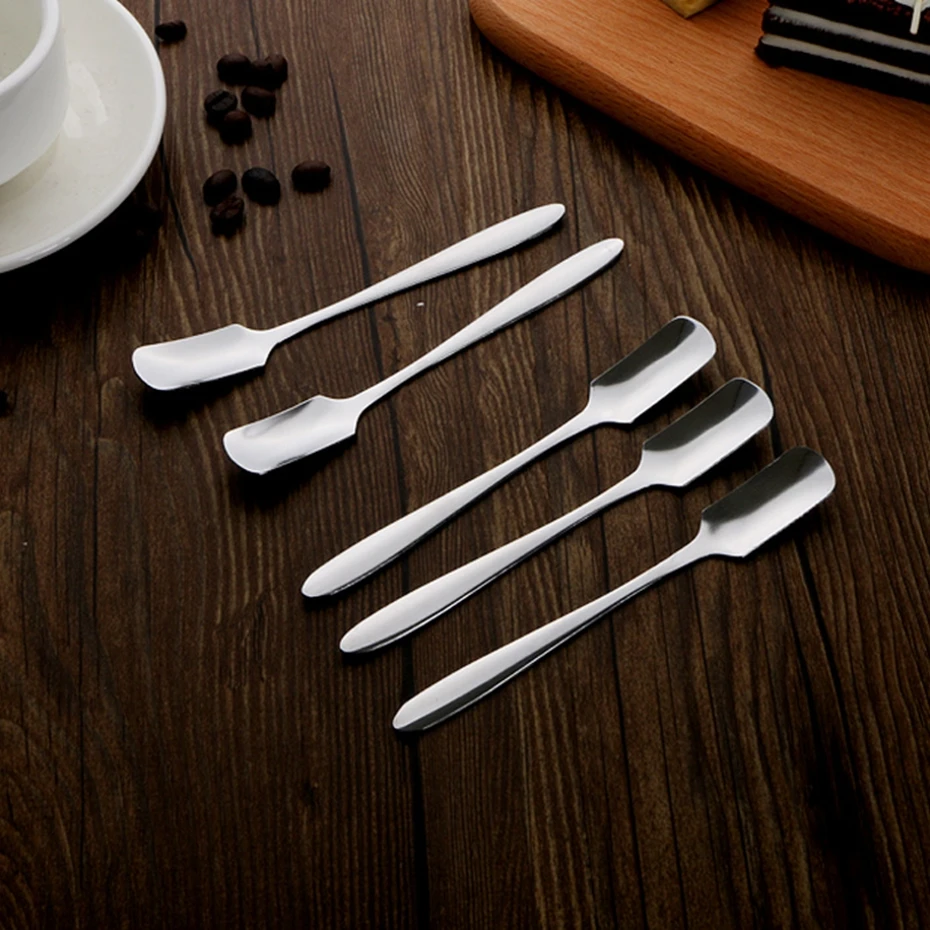 

YINGTOUMAN 20/30/50pcs/lot Outdoor Camping Coffee Cake Spoon Stainless Steel Tableware Cookware Long Handle Dessert Spoon