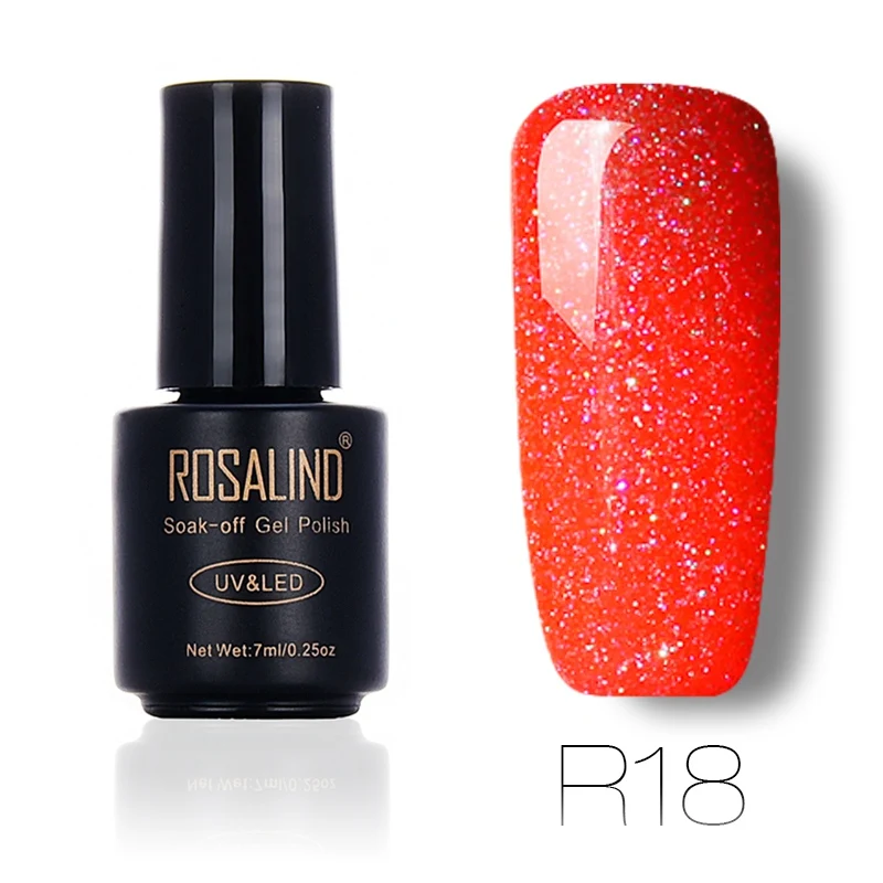 R18 ROSALIND 7 мл Лак для ногтей Радужный мерцающий блеск для ногтей УФ светодиодный маникюрный гель для ногтей полуперманентный замачивающийся Гель-лак - Цвет: R18