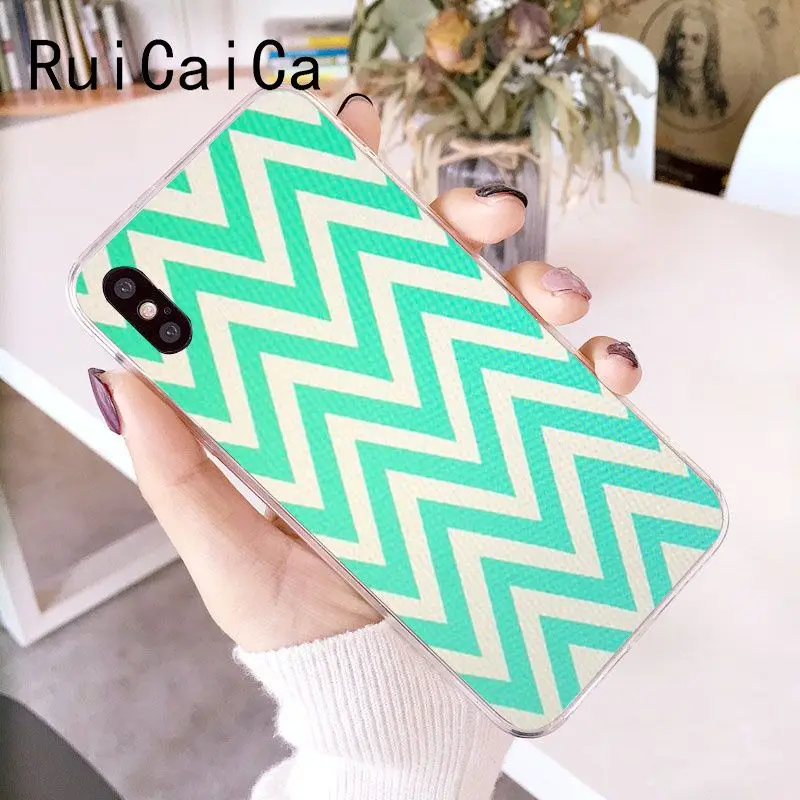 RuiCaiCa Silver Green stripe Glitter cool Soft Shell Phone Cover for iPhone 8 7 6 6S Plus X XS MAX 5 5S SE XR 10 Cases | Мобильные
