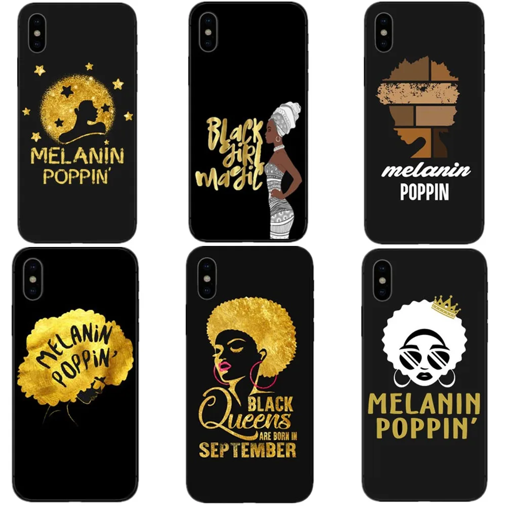 Модный золотой меланин Poppin queen черный Жесткий Чехол Для Телефона iPhone 6 S Plus 7 XR XS Max 8