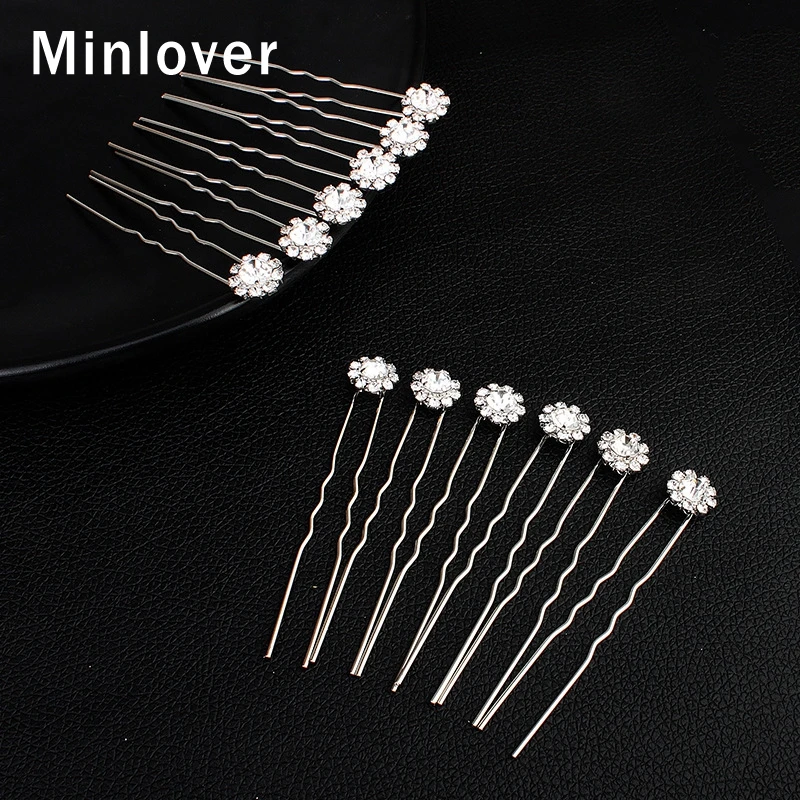 Minlover 12pcs/lot Small Daisy Handmade Bride Hair Combs for Women Girls Crystal Hairpins Jewelry Wedding Accessories TS072 | Украшения и