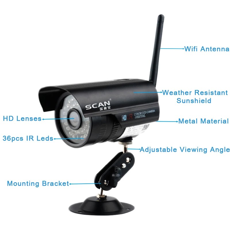 Hd Bullet 1080p Ip камера 2mp Wifi беспроводная уличная Водонепроницаемая инфракрасная камера ночного видения с функцией Обнаружения Движения Cctv веб-камера