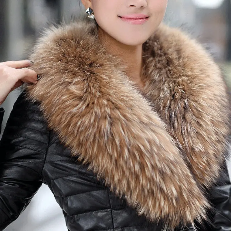 Женский шарф с воротником шалью из натурального меха енота хит продаж новинка