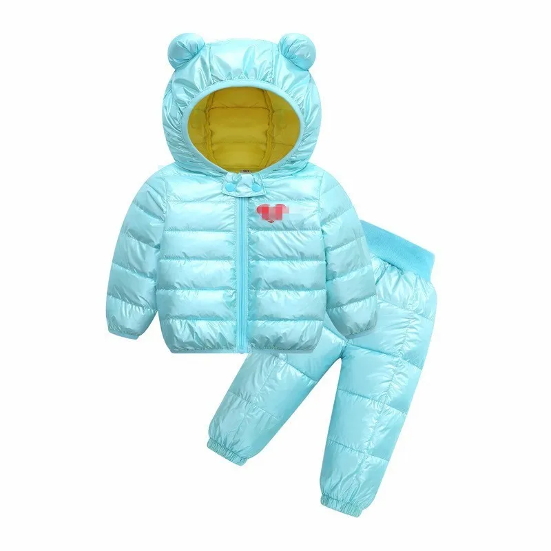 Down-Cotton Baby Children's Clothes Sets Winter Girls and Boys Hooded Jackets Coat-Pant Overalls Suit for Warm Kids Clothing | Детская