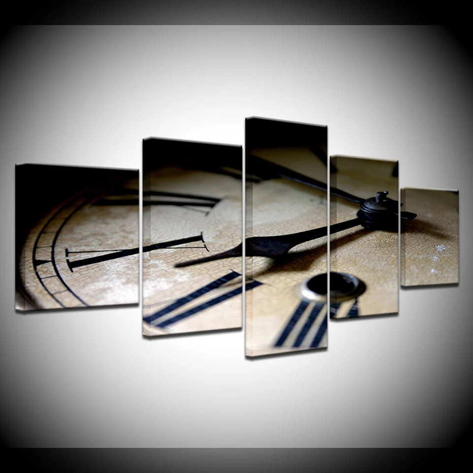 

Canvas Painting Retro classical clock 5 Pieces Wall Art Painting Modular Wallpapers Poster Print for living room Home Decor