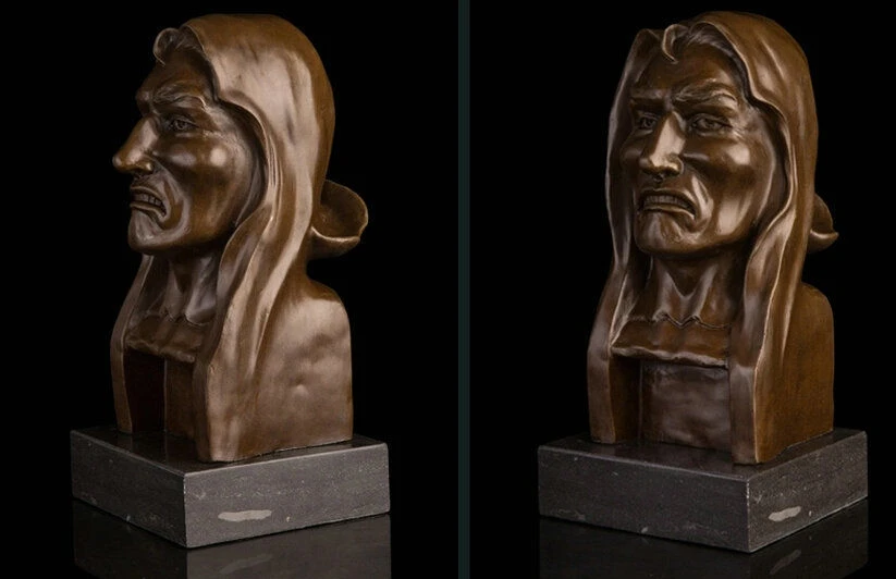 Скульптура в стиле арт-деко Борьба Мужская голова Бюст Бронзовая статуя подпись |