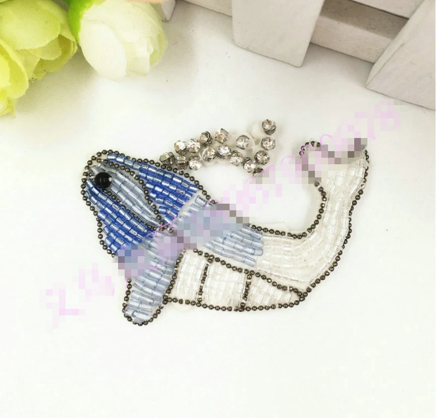 Seahorse fish leaves Rhinestones beaded brooch patches applique sew on beading qpplique clothes shoes bags decoration patch DIY | Дом и сад