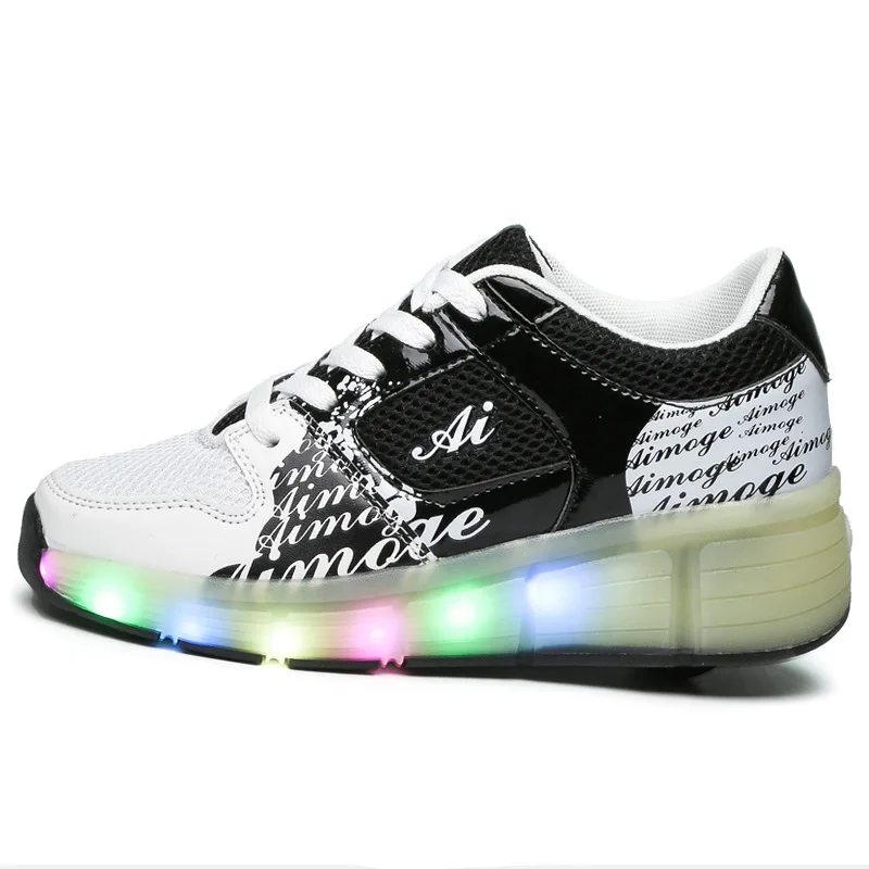 Eur27-37 Heelys Jazzy Junior для девочек и мальчиков светодиодный светильник обувь катания на