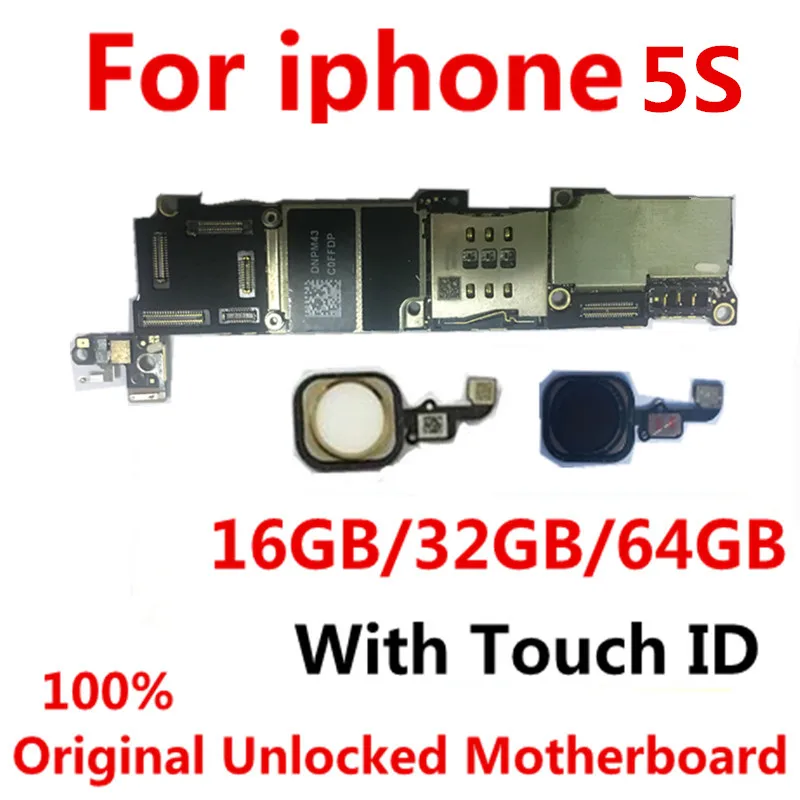 100% оригинальная разблокированная материнская плата для iphone 5S без Touch ID/с ID