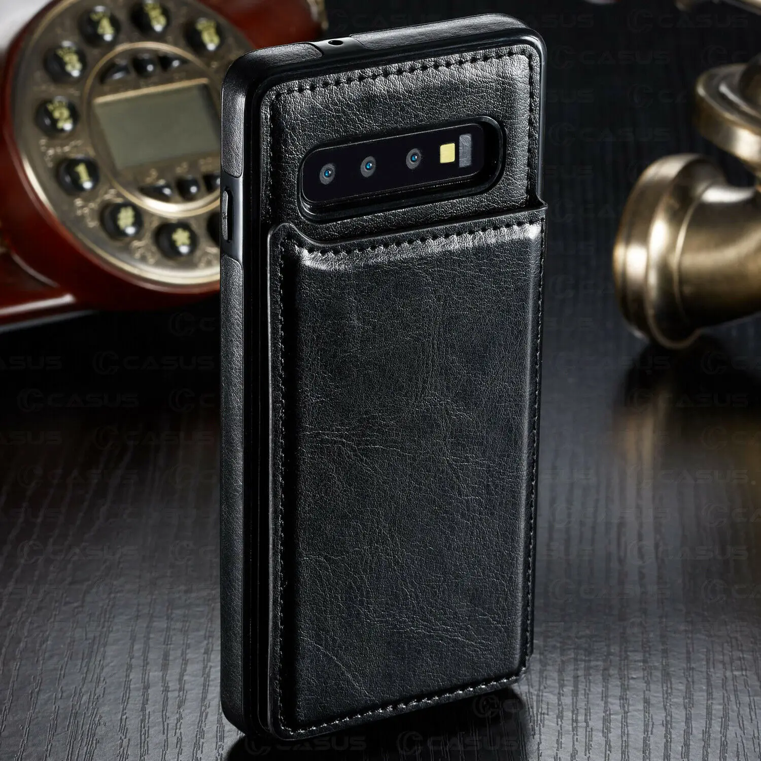 Для samsung Galaxy S10 чехол, роскошный кожаный чехол-кошелек для samsung Galaxy S10 Plus, противоударный чехол для Galaxy S10e E чехол - Цвет: Black