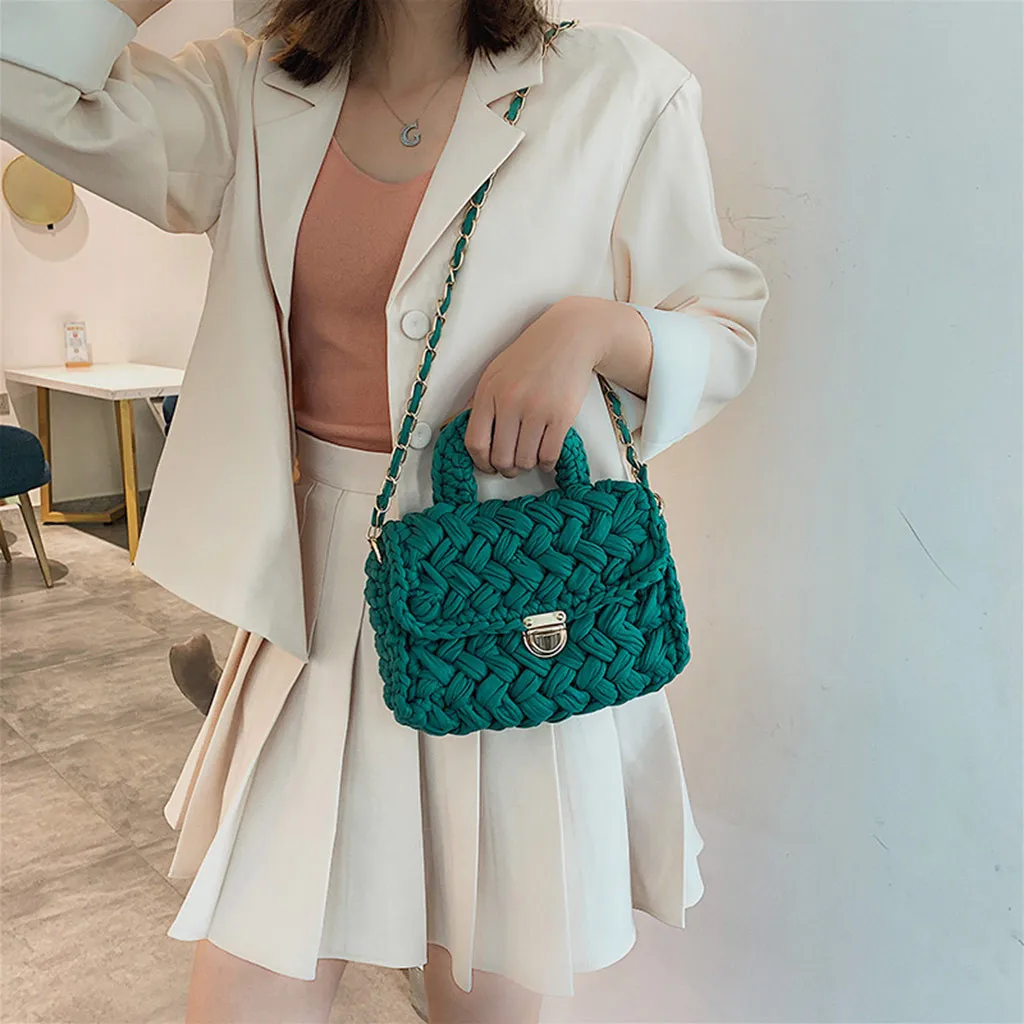 Mint Green Женская сумка, Соломенная пляжная Повседневная плетеная Сумка-мешок, винтажная Соломенная Сумка для женщин, женская летняя тканая сумка, женская сумка - Цвет: Mint Green