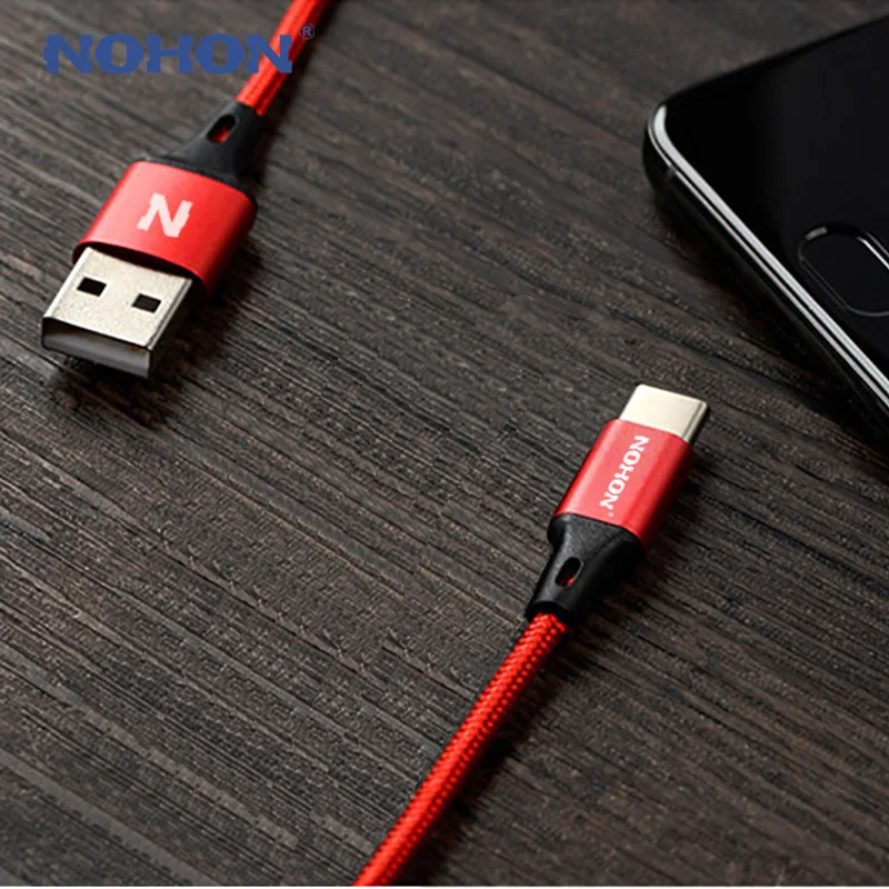 NOHON нейлоновый 1 м usb type C кабель для быстрой зарядки USB C кабель для передачи данных type-c USB-C для samsung S8 S9 Note 9 8 Xiaomi Mi8 Mi6
