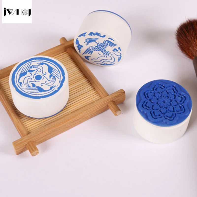 1 шт. Китайский ветер винтажный голубой и белый фарфор дневник деревянный штамп