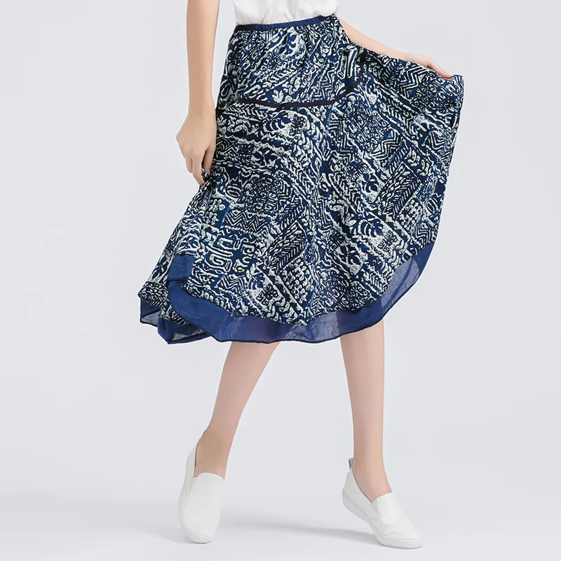 GOPLUS Fashion Autumn boho floral Print Skirt Women High Waist plus size befree Beach Maxi Casual Vintag long female | Женская одежда