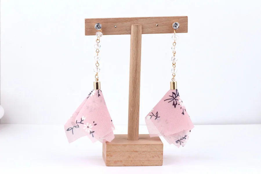 DIY earring material holiday sweet chiffon flower tassel home-made earrings headdress accessories pendant | Украшения и