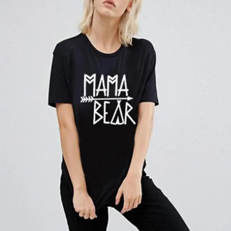 Новинка модная футболка с короткими рукавами и круглым вырезом надписью Papa Bear Mama