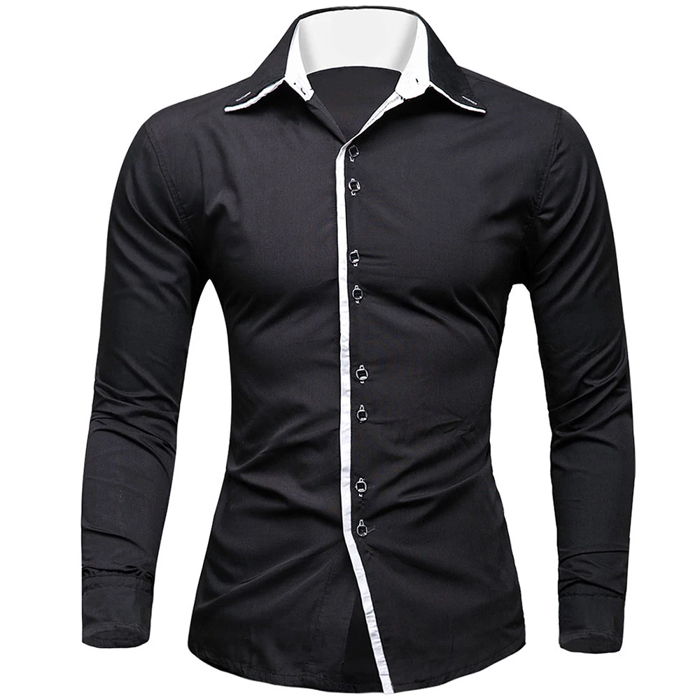 Мужская рубашка облегающая с длинным рукавом в английском стиле | одежда